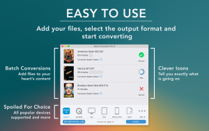 Easy To Use - Add your files, select the output format and start converting